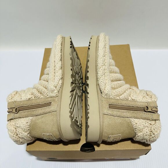 UGG Classic Ankle Boots Women's US 6 Beige Chunky Knit Side Zip NIB $180 - Picture 10 of 14